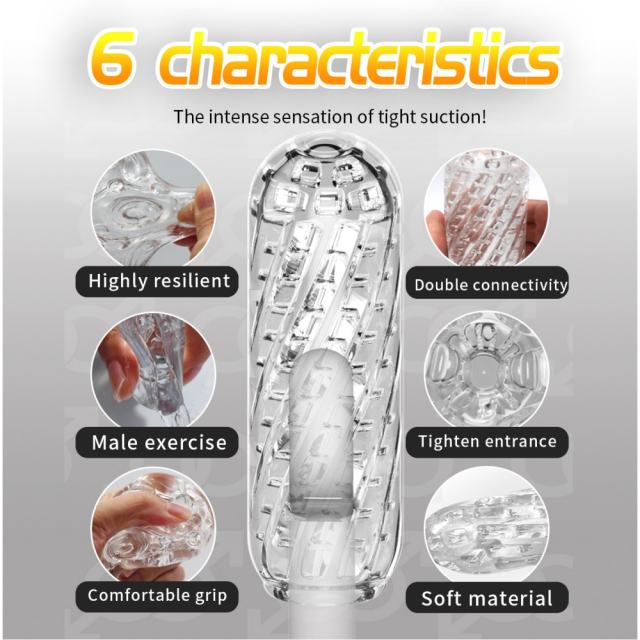 5.1" Male Stroker-Cycle Soft ClearTPE Male Masturbator – Handheld Pocket Stroker with Cycle Texture for Men's Training & Solo Pleasure