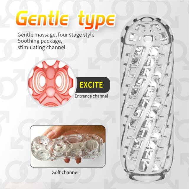 5.1" Male Stroker-Cycle Soft ClearTPE Male Masturbator – Handheld Pocket Stroker with Cycle Texture for Men's Training & Solo Pleasure