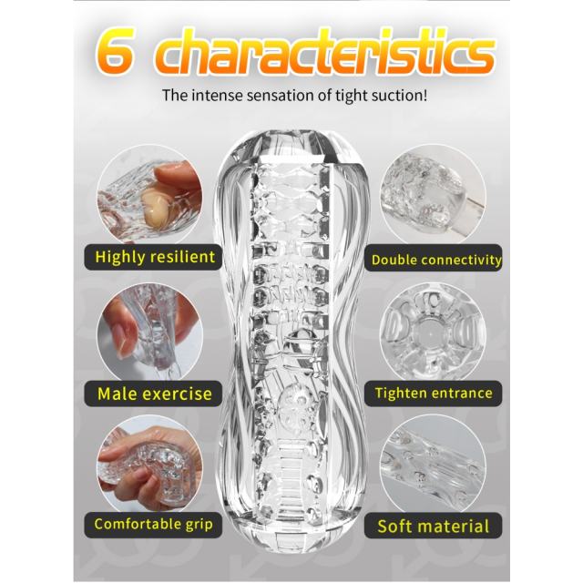 5.4" Kongfu 1 Soft ClearTPE Male Masturbator – Handheld Pocket Stroker with Realistic Texture for Men's Training & Solo Pleasure