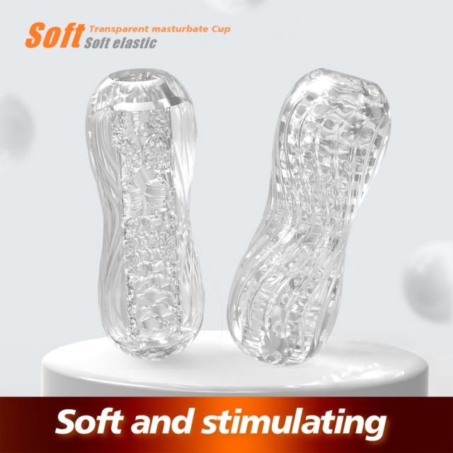 5.4" Kongfu 1 Soft ClearTPE Male Masturbator – Handheld Pocket Stroker with Realistic Texture for Men's Training & Solo Pleasure