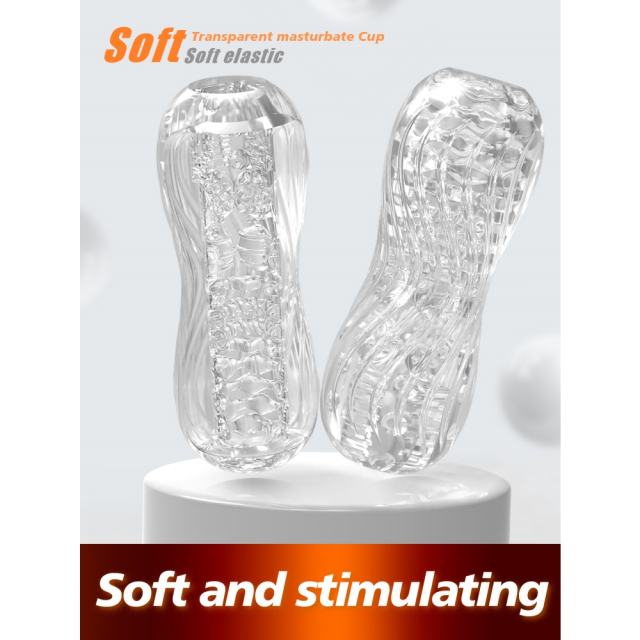 5.4" Kongfu 1 Soft ClearTPE Male Masturbator – Handheld Pocket Stroker with Realistic Texture for Men's Training & Solo Pleasure