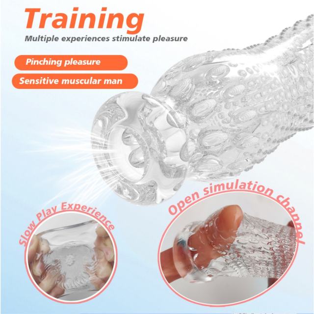 5.2" AR-Male Cup-BCCX Soft ClearTPE Male Masturbator – Handheld Pocket Stroker with White Tea Texture for Men's Training & Solo Pleasure