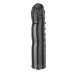 4.3" Vibrating Finger Sleeve III – Soft Clear / Black TPE Finger Cover with Tease & Delight Texture & Single Vibration Mode
