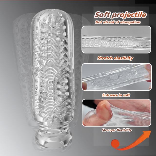 5.2" AR-Male Cup-HYHX Soft ClearTPE Male Masturbator – Handheld Pocket Stroker with Sea Salt Texture for Men's Training & Solo Pleasure