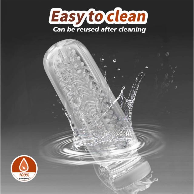 5.2" AR-Male Cup-HYHX Soft ClearTPE Male Masturbator – Handheld Pocket Stroker with Sea Salt Texture for Men's Training & Solo Pleasure