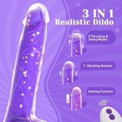 8.67" Purple Remote-Controlled Thrusting Dildo – 7 Vibrating + 5 Thrusting Modes