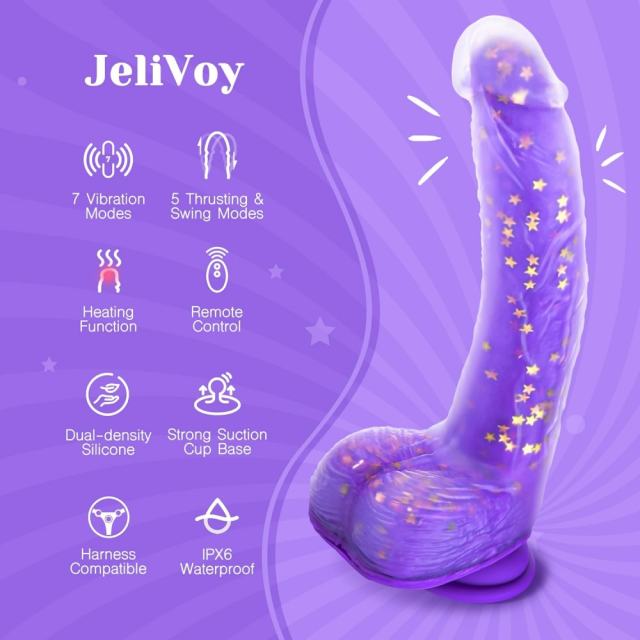 8.67" Purple Remote-Controlled Thrusting Dildo – 7 Vibrating + 5 Thrusting Modes
