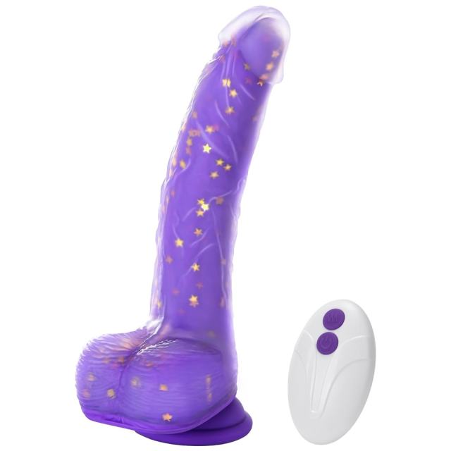 8.67" Purple Remote-Controlled Thrusting Dildo – 7 Vibrating + 5 Thrusting Modes