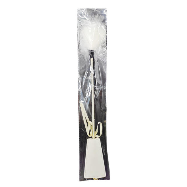18.12'' White Spanking Paddle with Artificial Feather Tickler