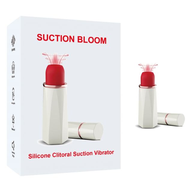 9-Mode Rechargeable Red &amp; White Silicone Clitoral Sucking Vibrator with Magnetic USB Charging