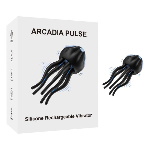 Customizable Black 10-Speed Rechargeable Vibrating Penis Massager