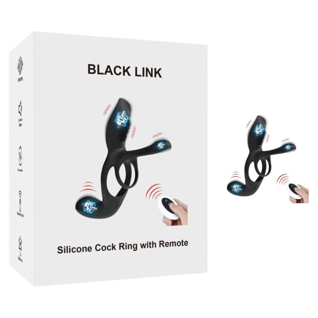 10-Speed Black 3-in-1 Rechargeable Silicone Vibrating Cock Ring for Couples