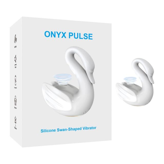 Customizable 10-Mode Rechargeable White Silicone Swan-Shaped Vibrator with Sucking and Tapping