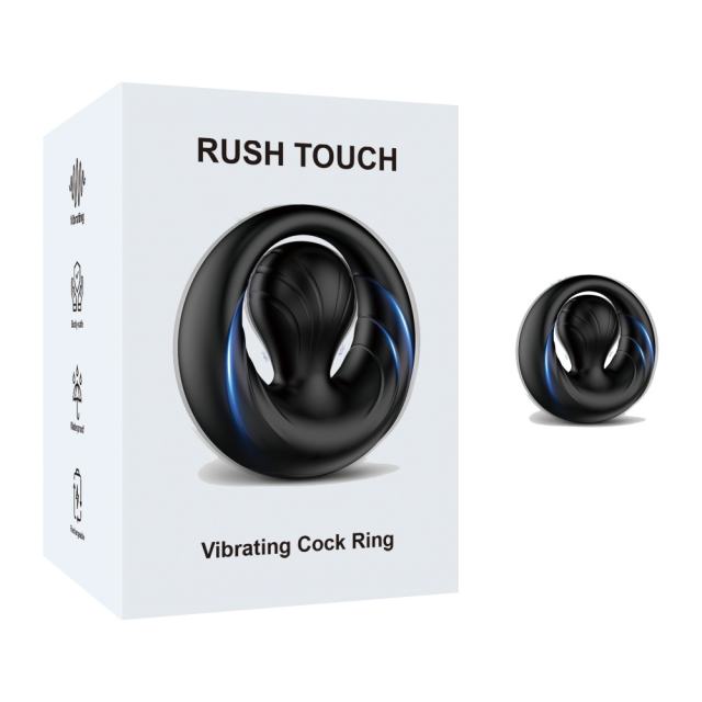 Customizable 10-Mode Rechargeable Waterproof Silicone Black Vibrating Cock Ring with Magnetic USB Charging