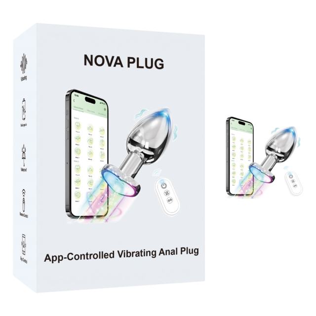 Customizable 10-Speed Metal Vibrating Anal Plug with APP Control and Light-up Magic Colors