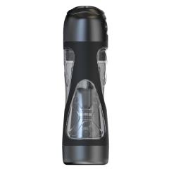 Black App-Controlled Vibrating & Suction Masturbator – 7 Vibrating + 9 Suction Modes with Transparent Sleeve Design