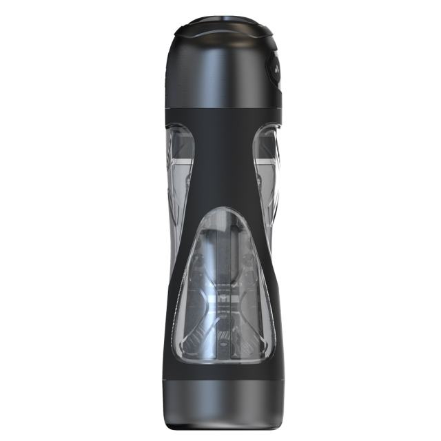 Black App-Controlled Vibrating & Suction Masturbator – 7 Vibrating + 9 Suction Modes with Transparent Sleeve Design