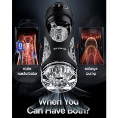 Black App-Controlled Vibrating & Suction Masturbator – 7 Vibrating + 9 Suction Modes with Transparent Sleeve Design