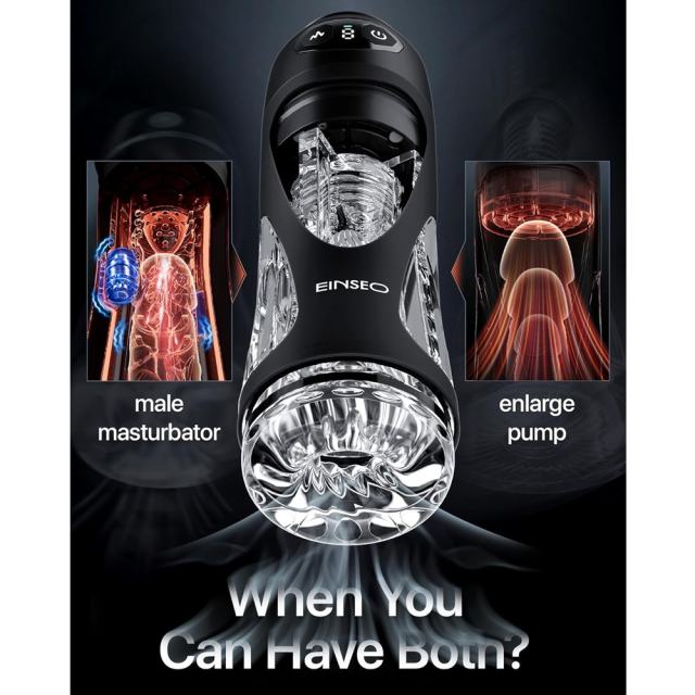 Black App-Controlled Vibrating & Suction Masturbator – 7 Vibrating + 9 Suction Modes with Transparent Sleeve Design