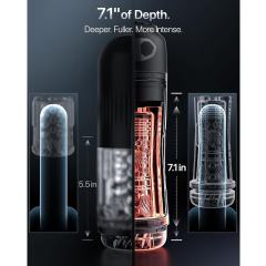 Black App-Controlled Vibrating & Suction Masturbator – 7 Vibrating + 9 Suction Modes with Transparent Sleeve Design