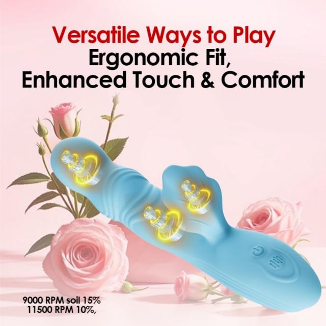 9.85" Blue Rotating Rabbit Vibrator – 7 Vibrating + 7 Rotating Modes