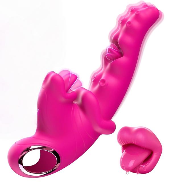 9.26" Magenta Rechargeable Rabbit Vibrator – 10 Vibrating + 10 Tongue-Licking Modes