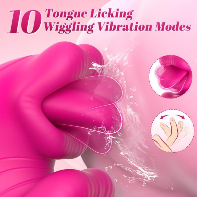9.26" Magenta Rechargeable Rabbit Vibrator – 10 Vibrating + 10 Tongue-Licking Modes