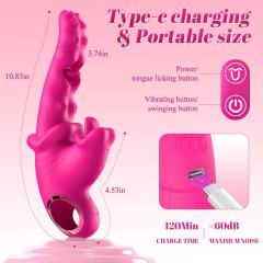 9.26" Magenta Rechargeable Rabbit Vibrator – 10 Vibrating + 10 Tongue-Licking Modes