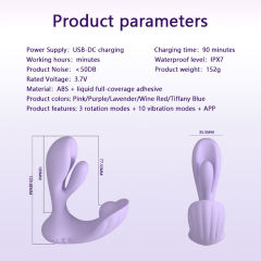 5.12" App-Controlled Rotating Rabbit Vibrator – 10 Vibrating + 3 Rotating Modes