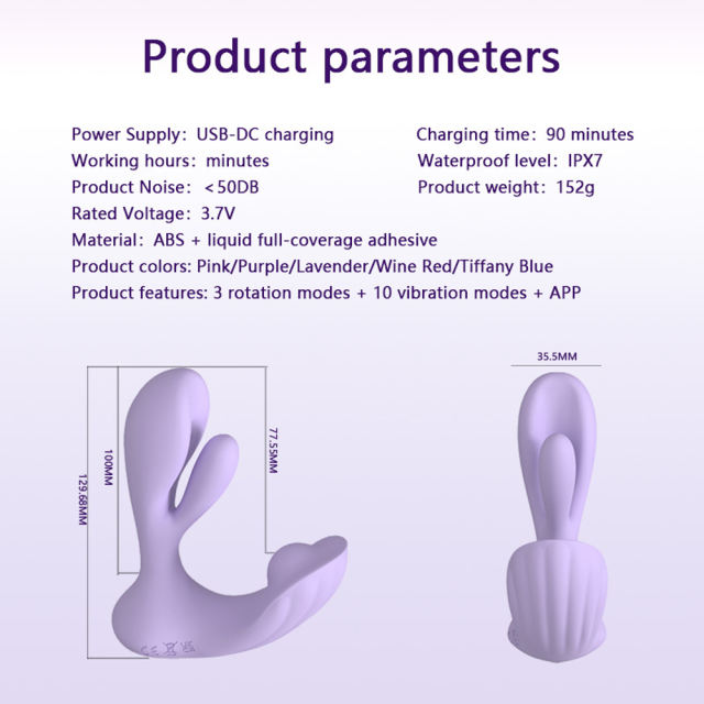 5.12" App-Controlled Rotating Rabbit Vibrator – 10 Vibrating + 3 Rotating Modes