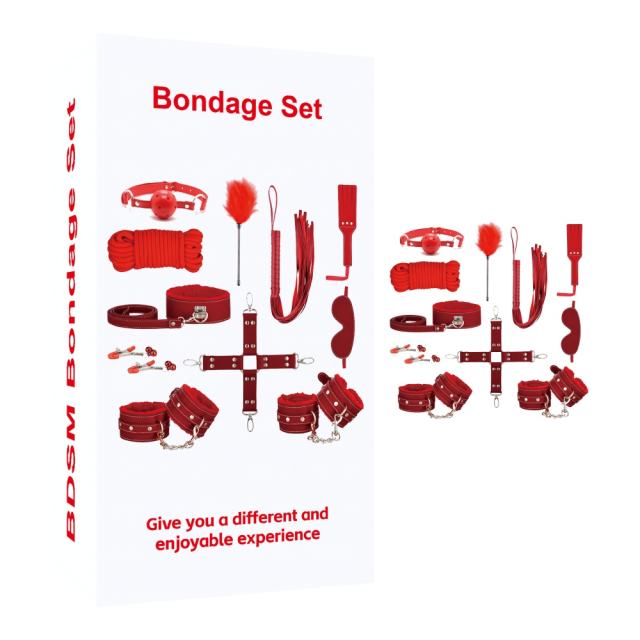 11-Piece Red High Quality BDSM Bondage Set