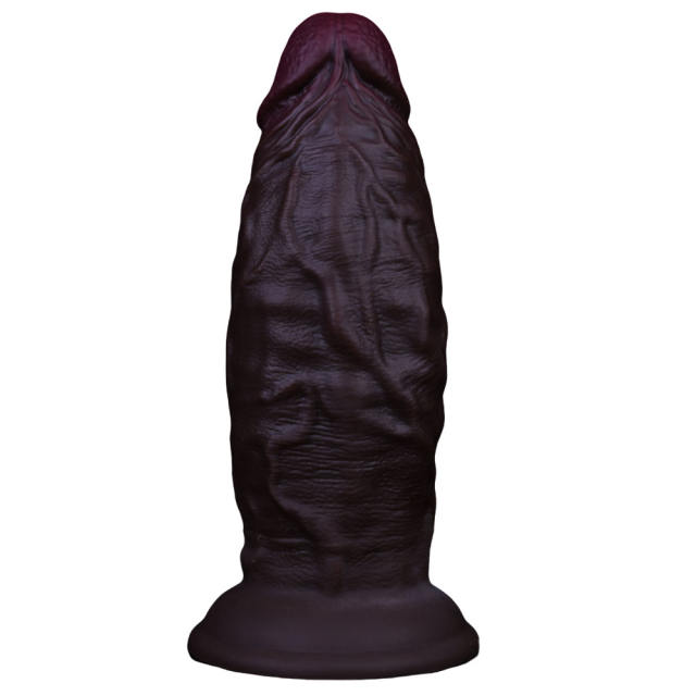 7.68'' Fat Dark Brown Silicone Realistic Dildo with Strong Suction Cup