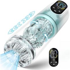 Multifunction Green Rechargeable Automatic Male Masturbator with Tongue-Licking, Thrusting, Rotating, Vibrating & Sucking Modes
