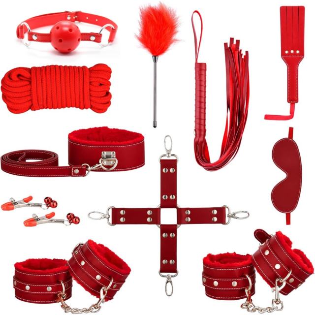 11-Piece Red High Quality BDSM Bondage Set