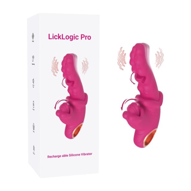 9.26" Magenta Rechargeable Rabbit Vibrator – 10 Vibrating + 10 Tongue-Licking Modes