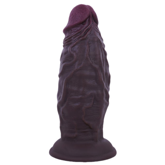 7.68'' Fat Dark Brown Silicone Realistic Dildo with Strong Suction Cup
