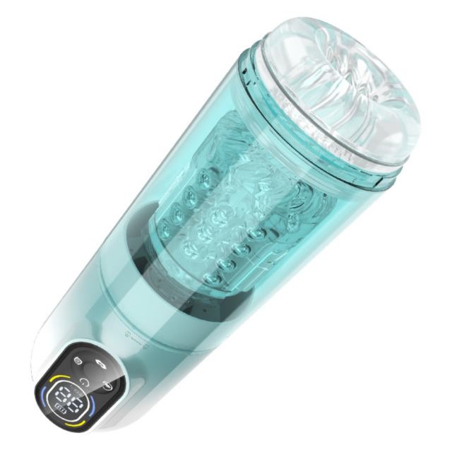 Multifunction Green Rechargeable Automatic Male Masturbator with Tongue-Licking, Thrusting, Rotating, Vibrating & Sucking Modes