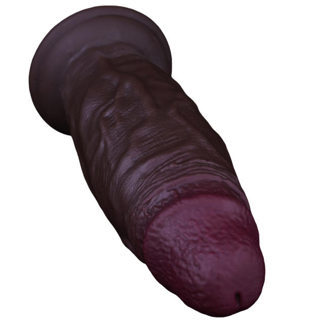 7.68'' Fat Dark Brown Silicone Realistic Dildo with Strong Suction Cup