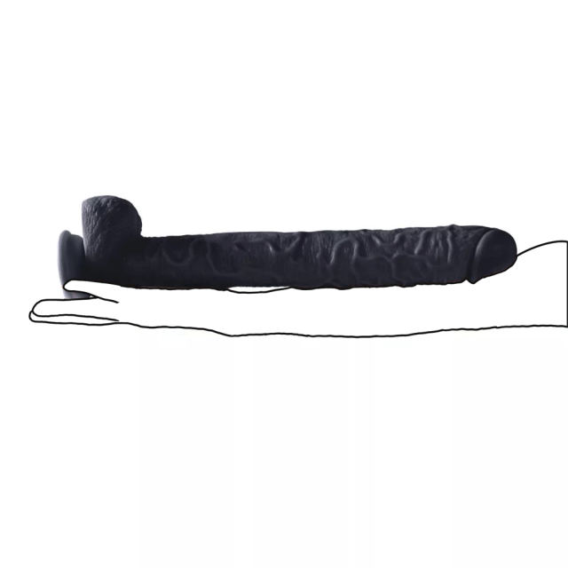 17" Extremely Large Black Silicone Dildo with Strong Suction Cup – 13.79" Insertable Length