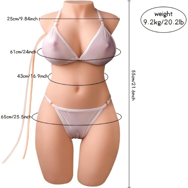 20.28LB Life-Like Flesh/Brown Colored TPE Sex Doll with Sucking and Vibrating