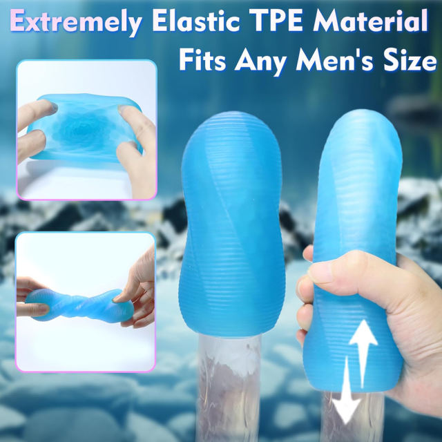 Blue Textured TPE Male Masturbator with Storage Case