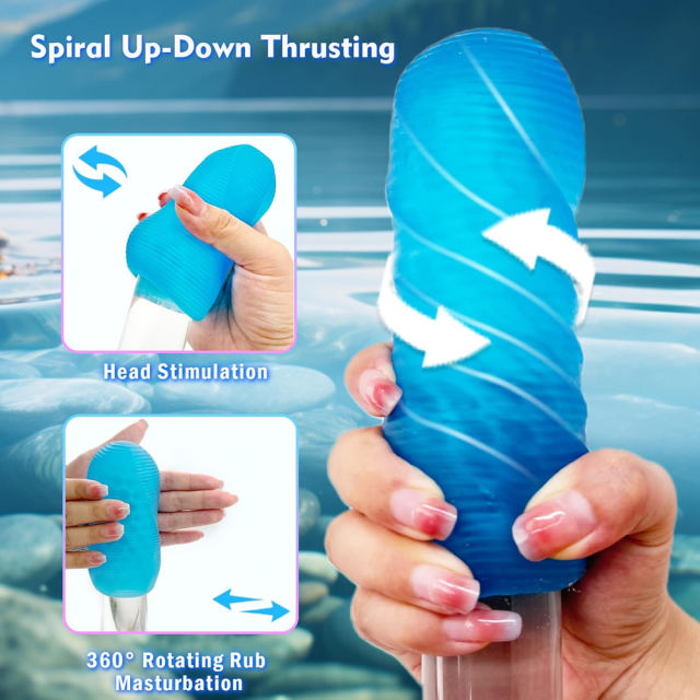 Blue Textured TPE Male Masturbator with Storage Case