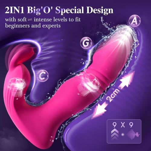 5.32" App-Controlled Thrusting Rabbit Vibrator – 9 Vibrating + 9 Thrusting Modes with Wireless Remote Control