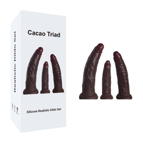 3-Piece Brown Silicone Realistic Dildo Set with Strong Suction Cups
