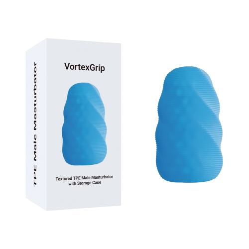 Customizable Blue Textured TPE Male Masturbator with Storage Case