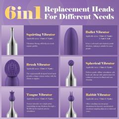 Rechargeable Clitoral Vibrator Kit with 5 Interchangeable Silicone Attachments – 10 Vibrating Modes