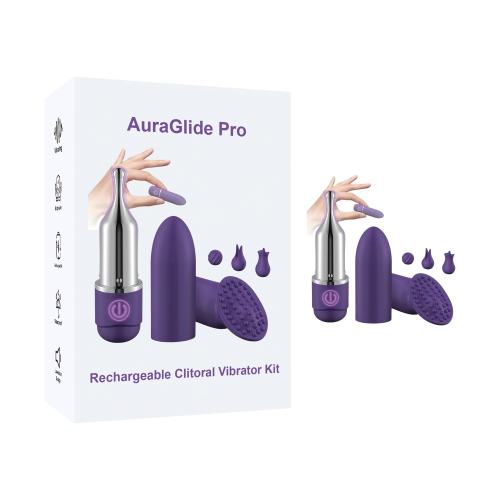 Rechargeable Clitoral Vibrator Kit with 5 Interchangeable Silicone Attachments – 10 Vibrating Modes