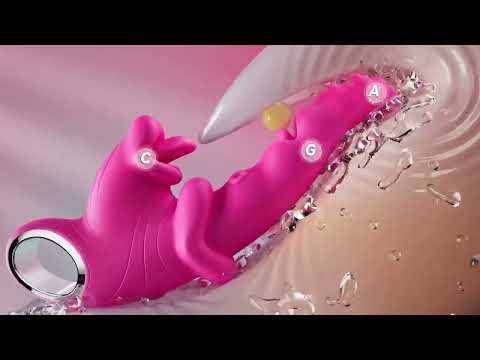 Customizable 9.26" Magenta Rechargeable Rabbit Vibrator – 10 Vibrating + 10 Tongue-Licking Modes