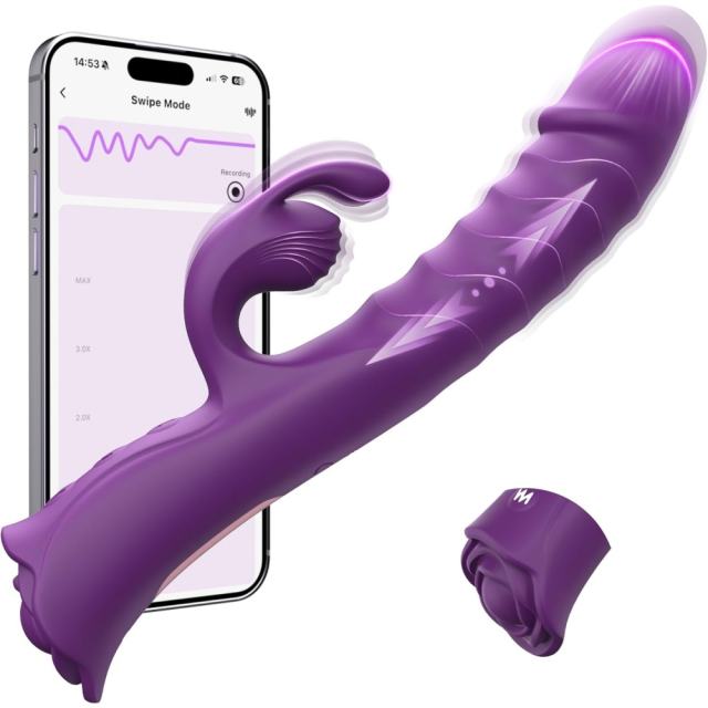 9.06" App-Controlled Thrusting Rabbit Vibrator – 9 Vibrating + 9 Thrusting Modes