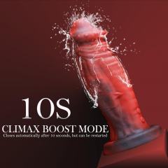 8.47" Black & Red Rechargeable Waterproof Silicone Realistic Vibrating Dildo – 8 Vibrating Modes